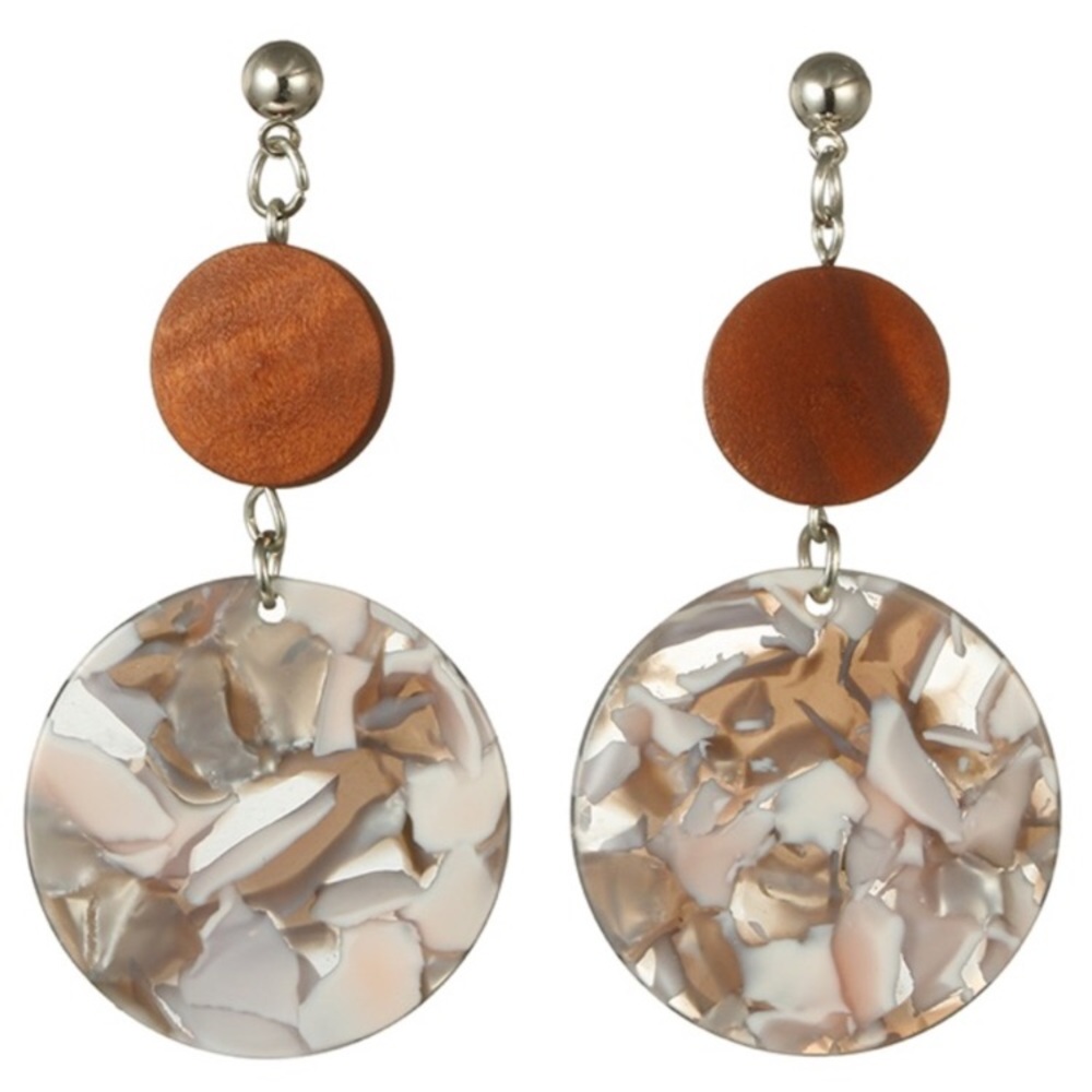 ✨ MAKE OFFER ✨ GEOMETRIC ACRYLIC WOODEN CIRCLE EARRINGS